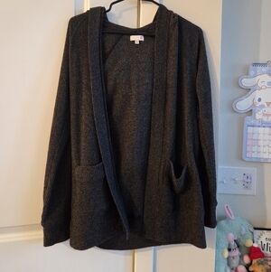 SO Charcoal Knit Cardigan with Hoodie